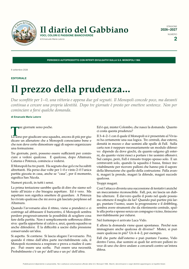 Copertina di Numero 2 de Il diario del Gabbiano