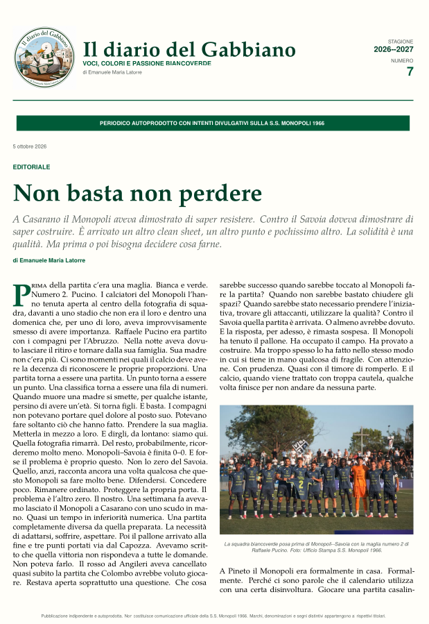 Copertina di Numero 7 de Il diario del Gabbiano